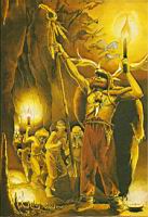 Hommes prehistoriques dans une grotte